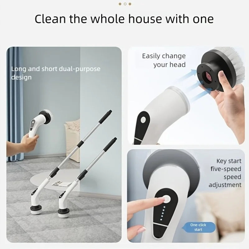 UPWORK 9 In 1 Electric Cleaning Brush With Heads And Extendable Handle
