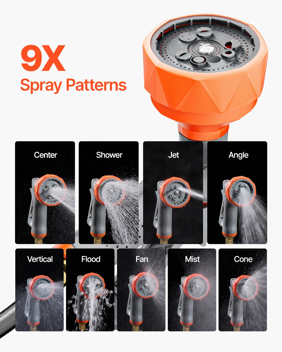 Retractable Garden Hose Reel Wall Mounted 9 Pattern Nozzle