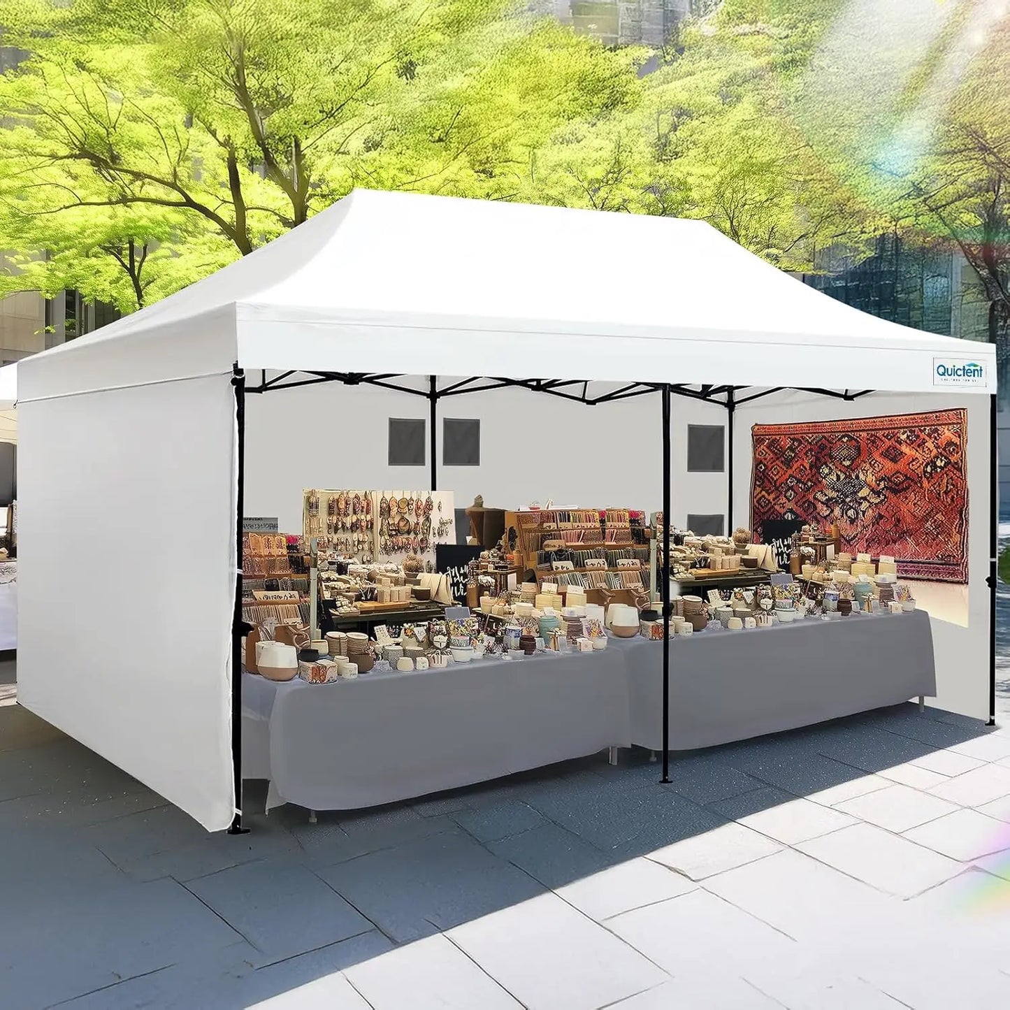 10x20 Heavy Duty Pop up Canopy Tent with 3 Removable Sidewalls, Commercial Grade Instant Shelter with Wheeled Bag for, Custom