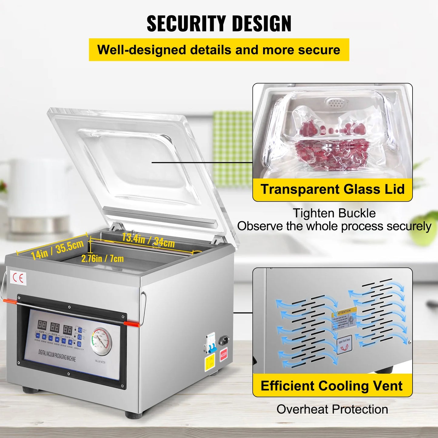 SucceBuy DZ-260C Chamber Vacuum Sealer Food Packaging 110V