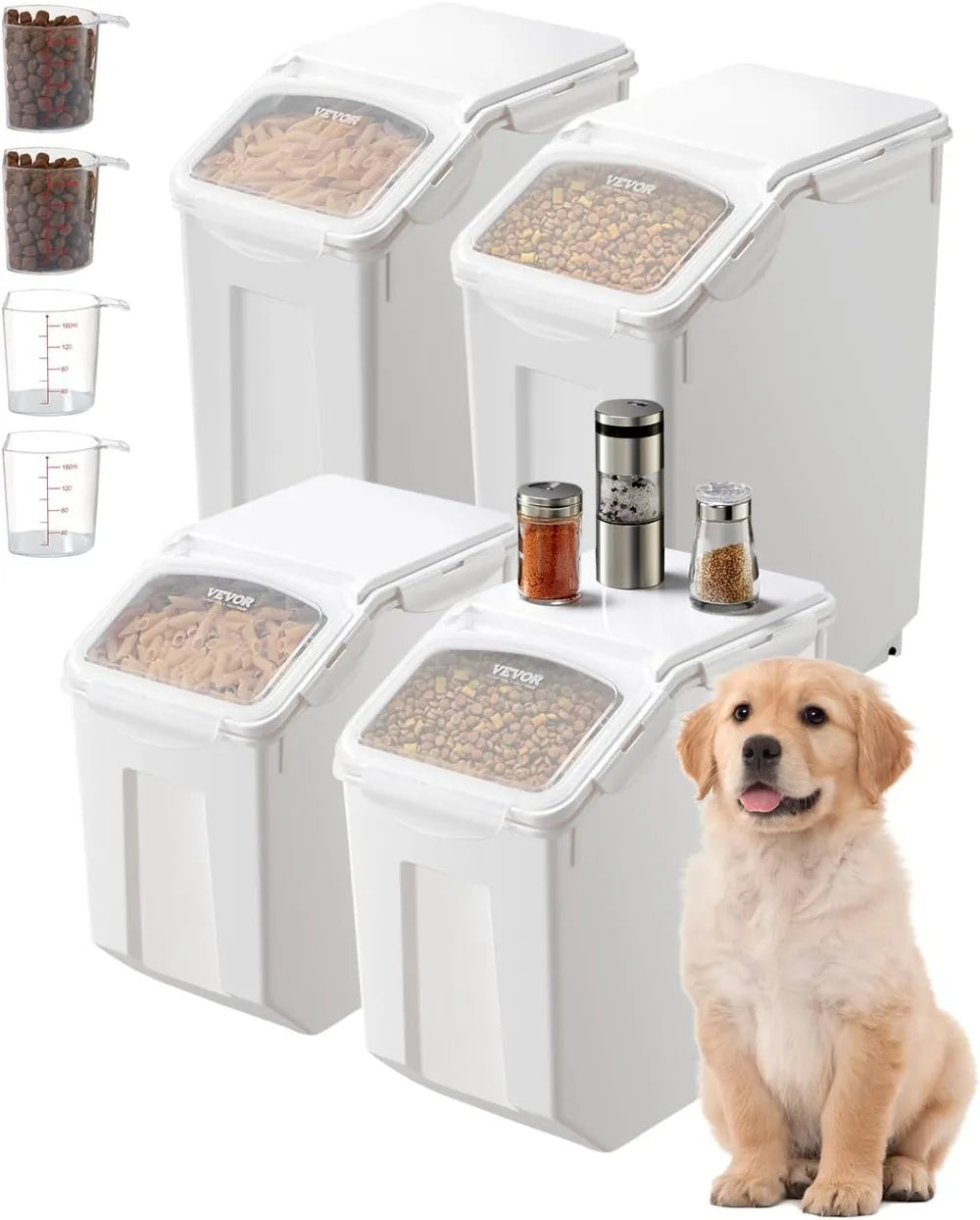 Ingredient Storage Bin With Wheels Sliding Lid Scoop 3-Piece Set