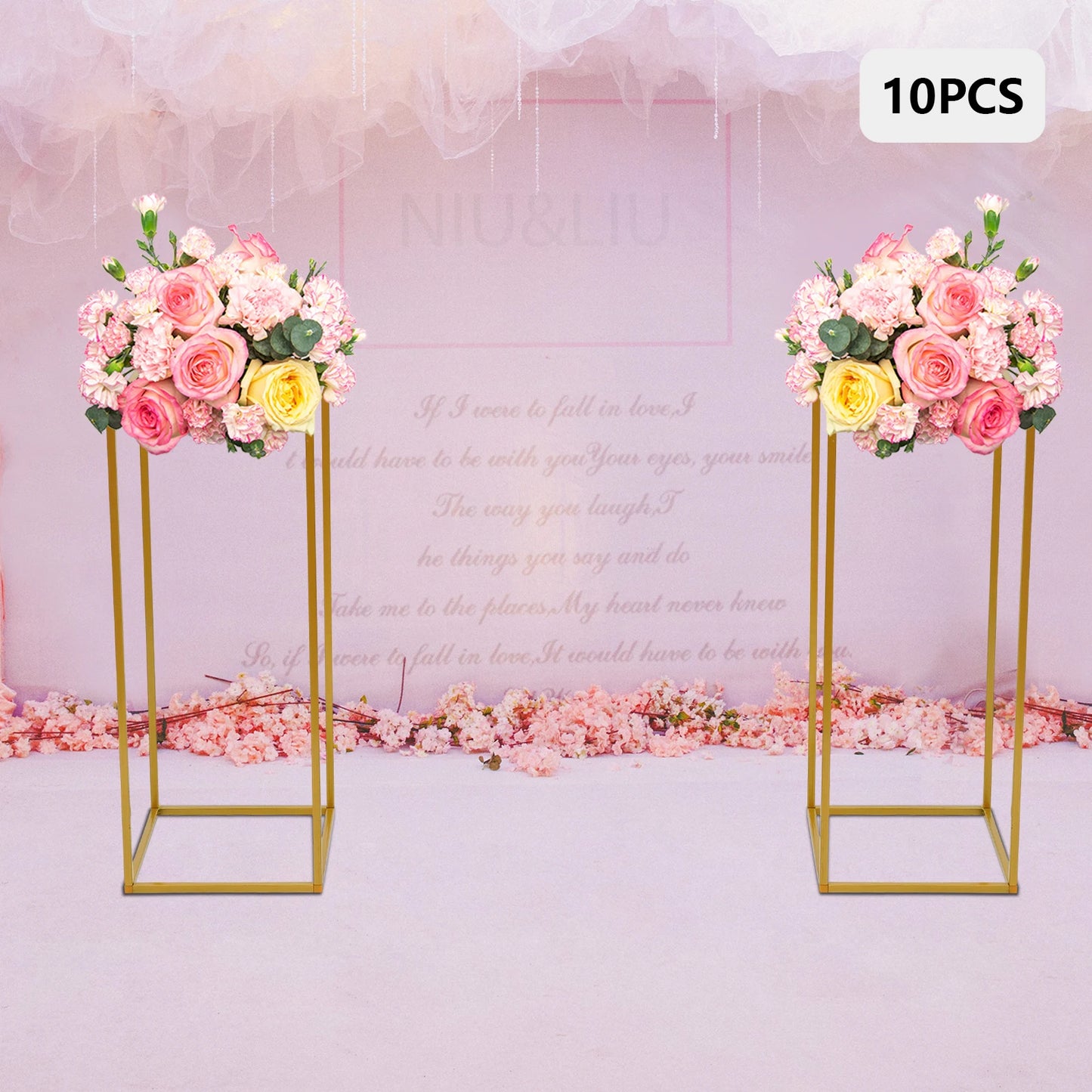 Wedding Flower Stand Set 10 Pcs Metal Column Rack Display