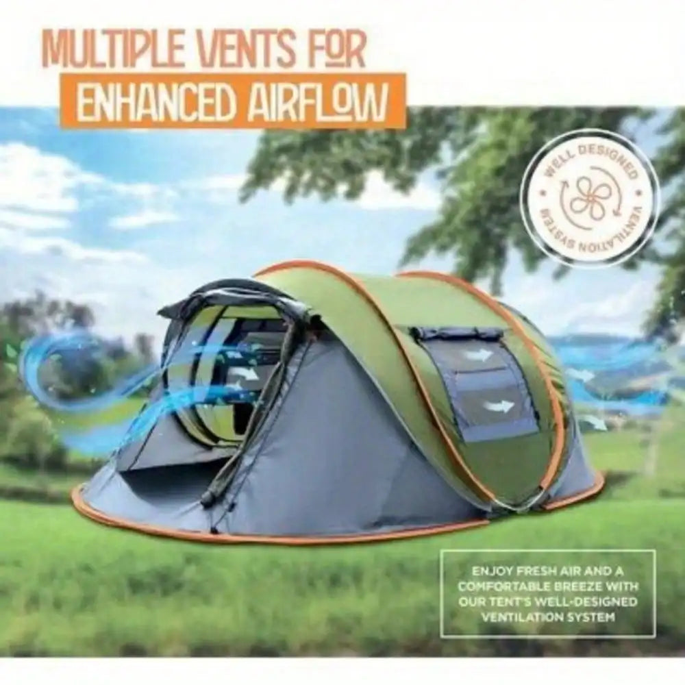 Easy Pop Up Camping Tent With Two Doors Waterproof UPF50
