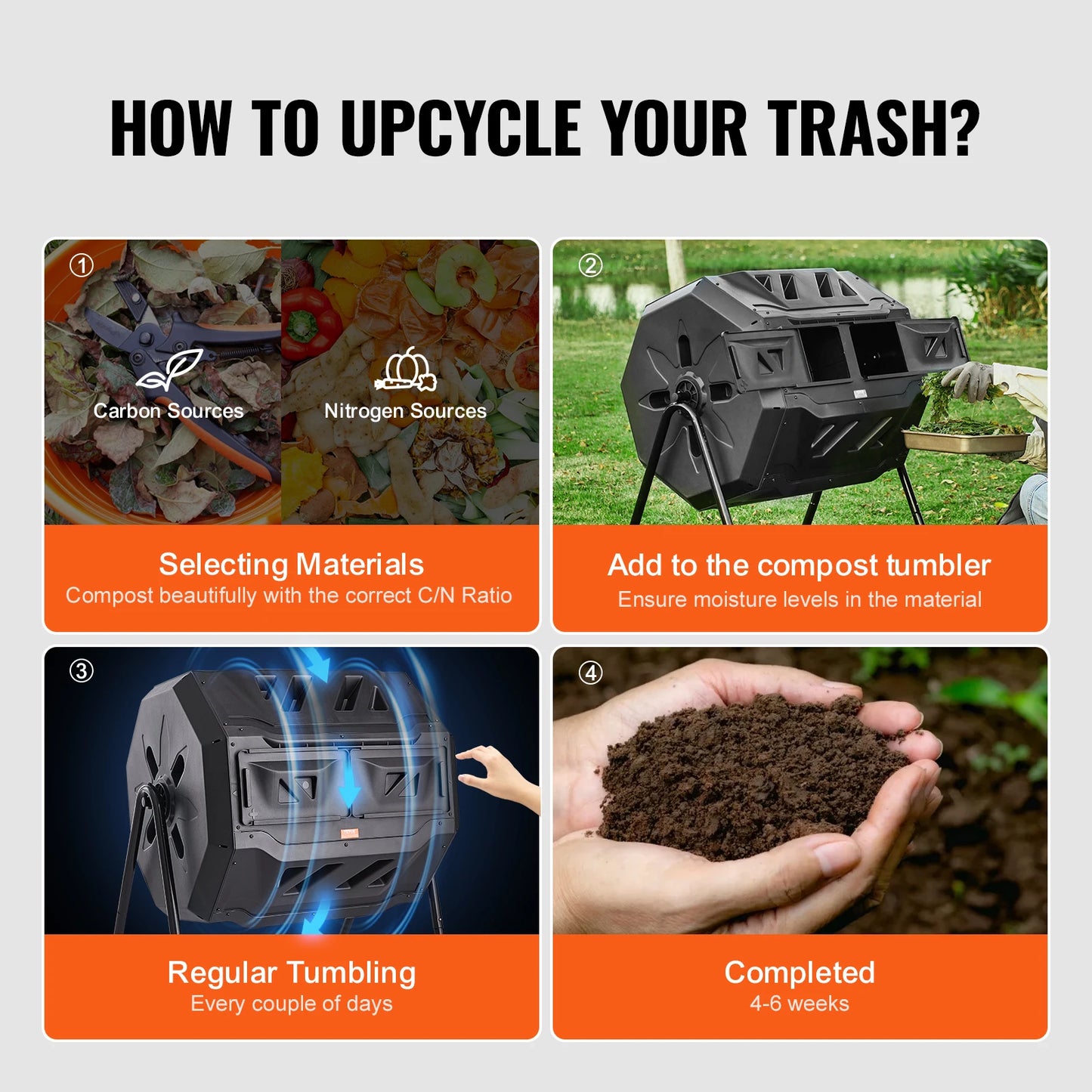 SucceBuy 43 Gal Tumbling Composter for Effortless Garden Composting