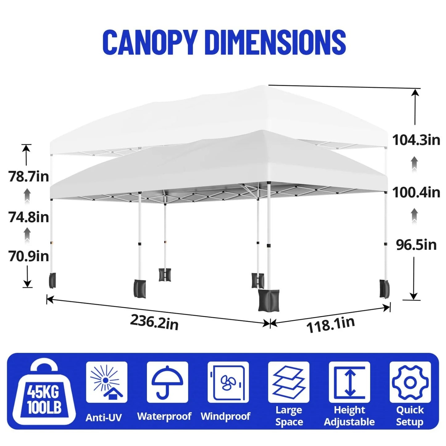 HiMISS Pop Up Canopy Tent With Removable Sidewalls Adjustable