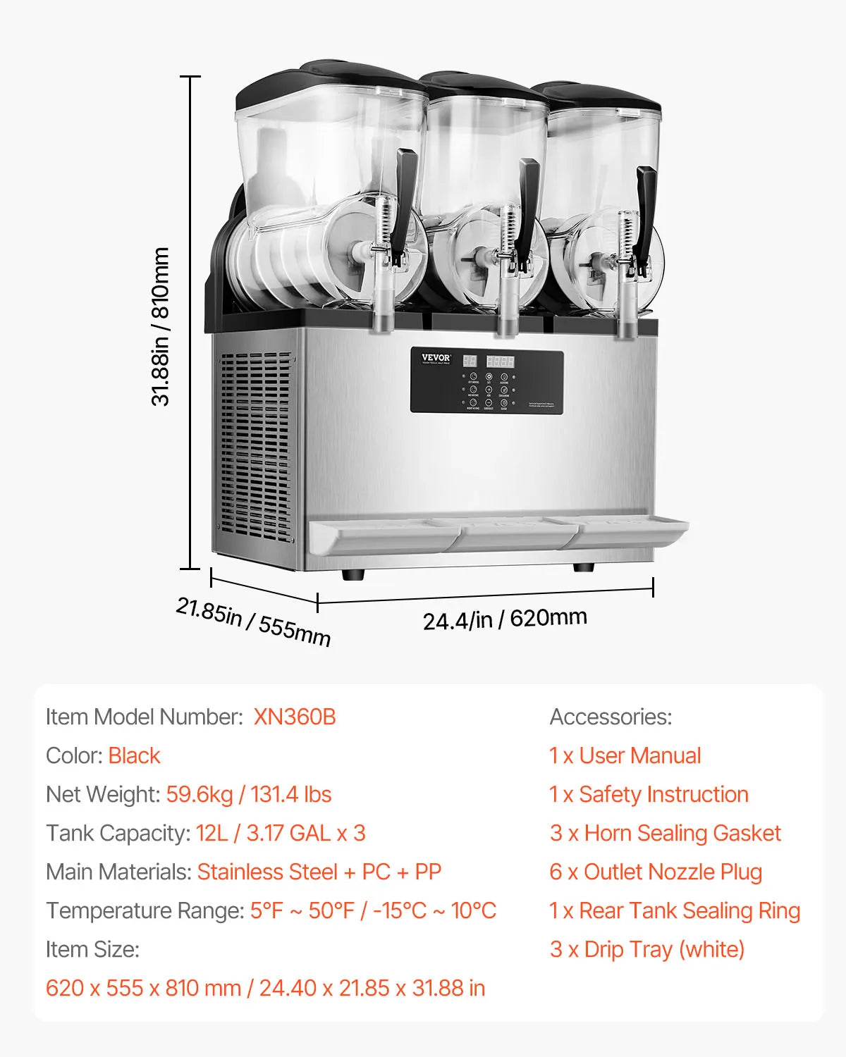 VEVOR Dual Tanks Slushy Machine For Margaritas And Frozen Drinks