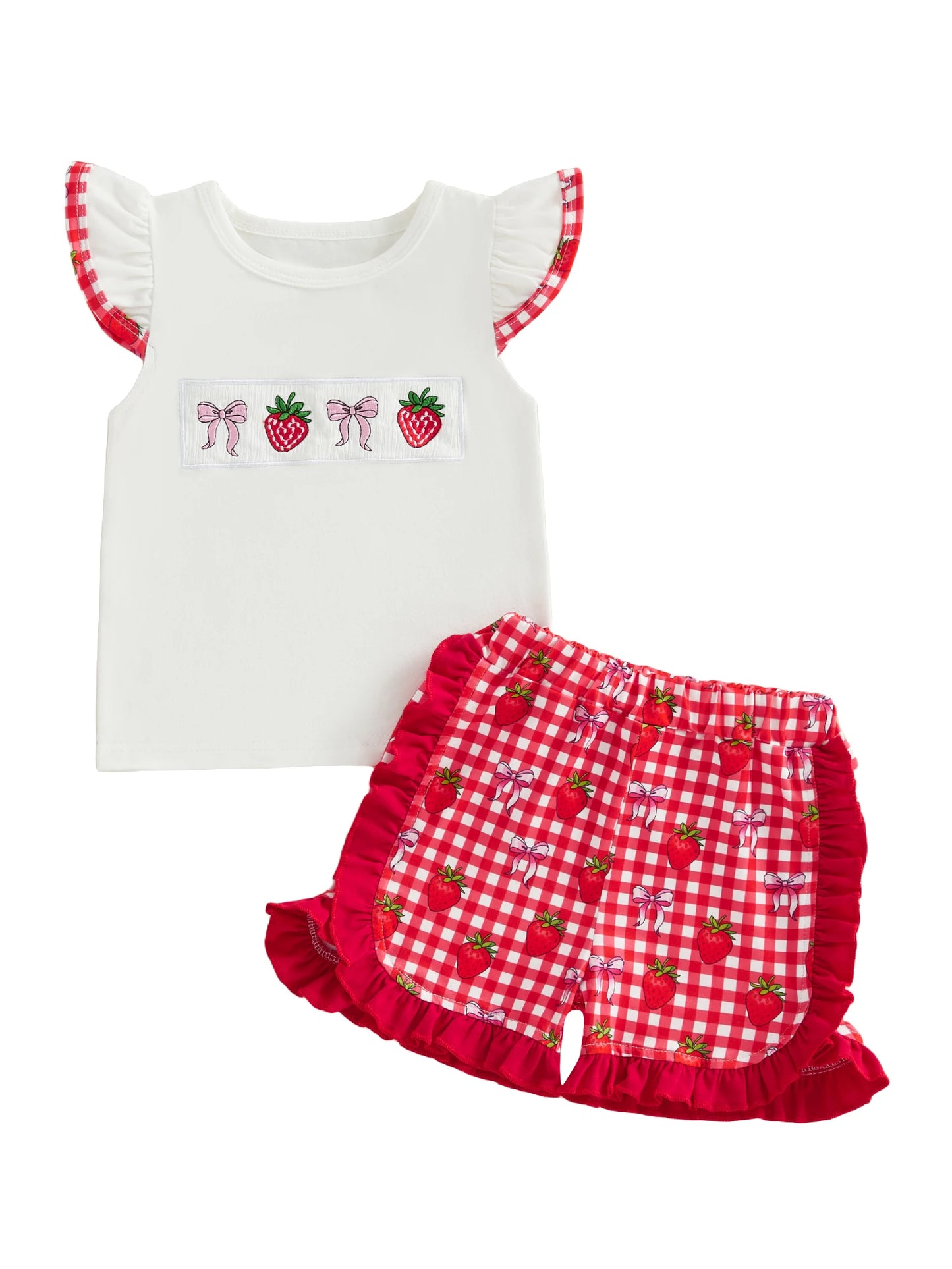 Baby Girls Floral Ruffle Tunic Top And Denim Shorts Set