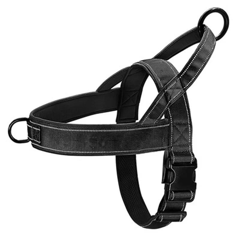 Tactical Anti Pull Dog Harness 1000D Nylon Adjustable For Large Dogs Reflective