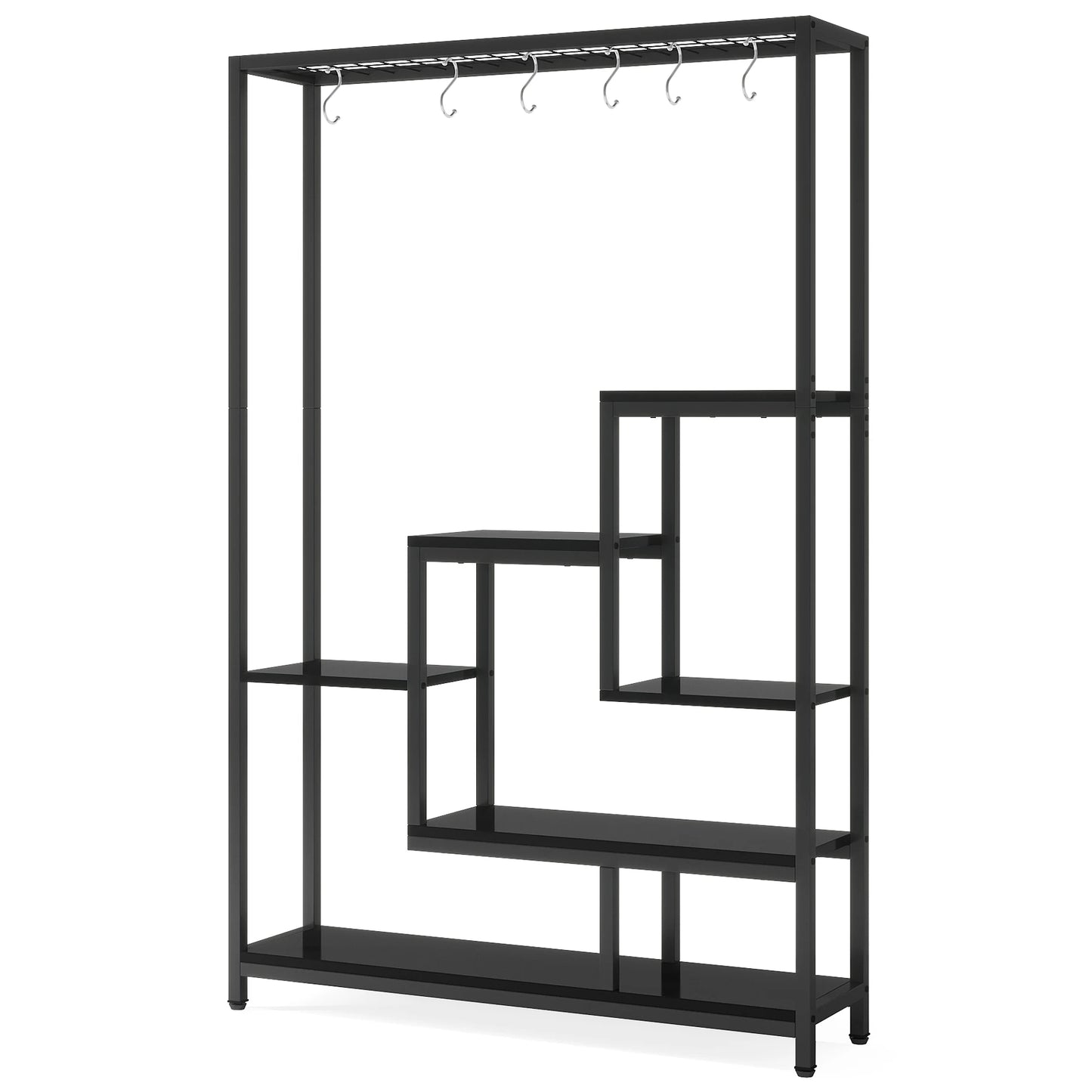 Tribesigns 5 Tier Indoor Plant Stand Metal Shelf With Hooks