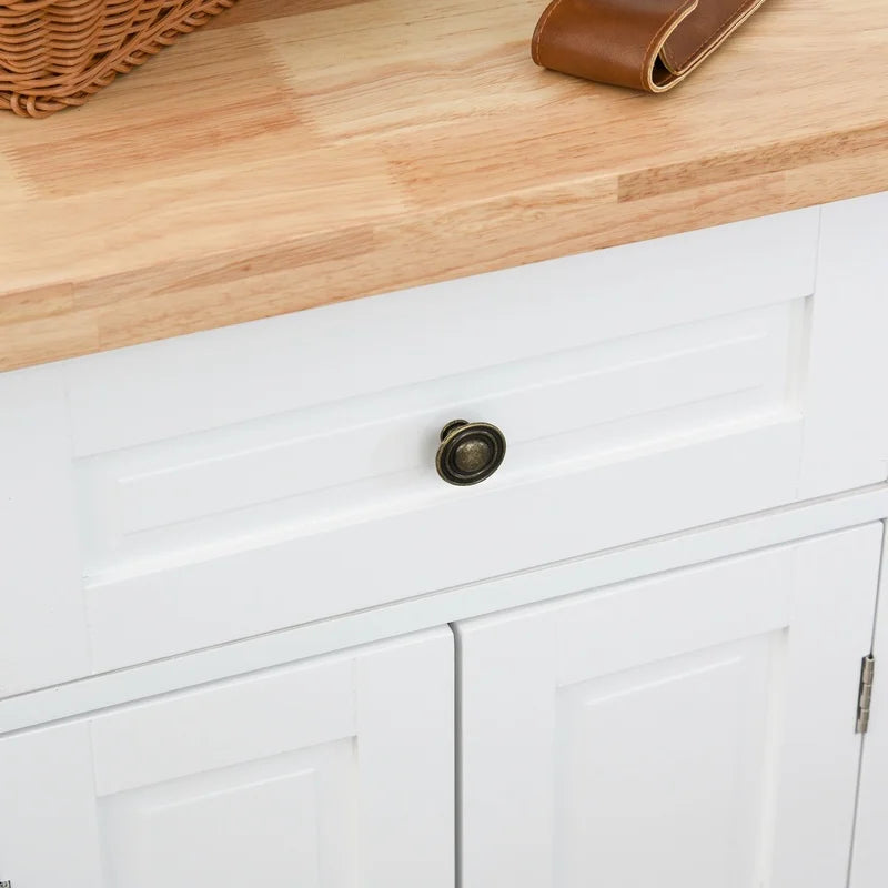 HOMCOM Rolling Kitchen Island With Wood Top Spice Rack Drawers