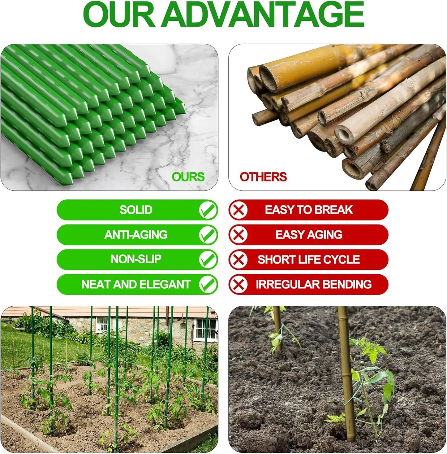 Sturdy Garden Stakes For Tomato Plant Support Pack 25