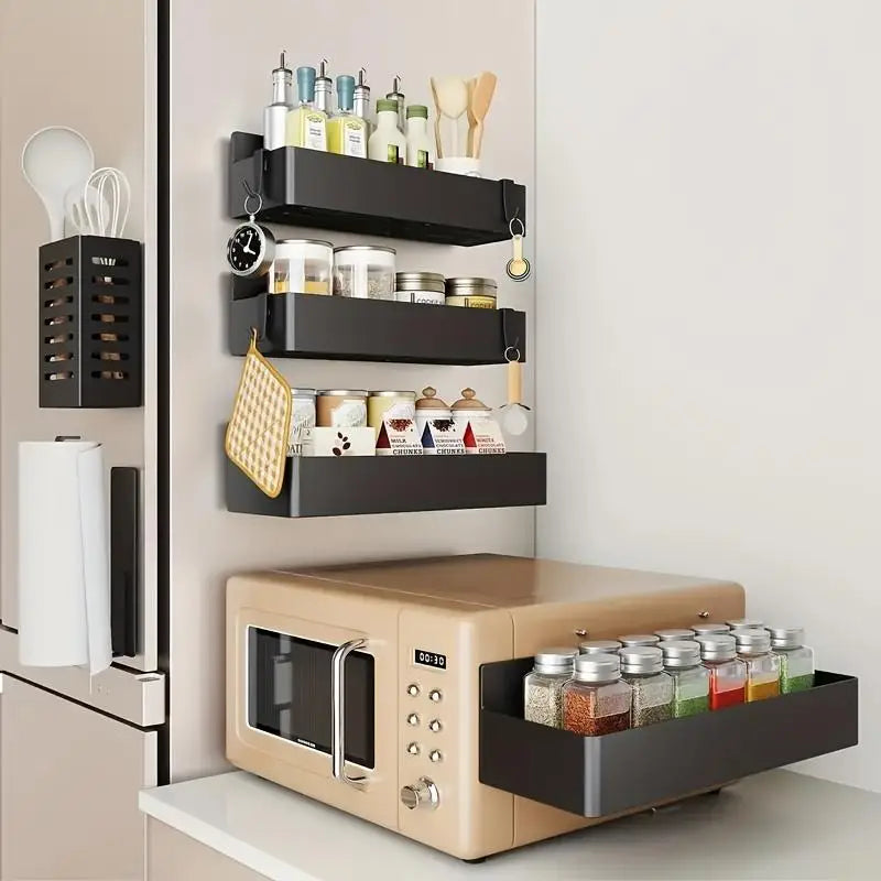 Stainless Steel Magnetic Refrigerator Spice Rack Organizer 4 Pack