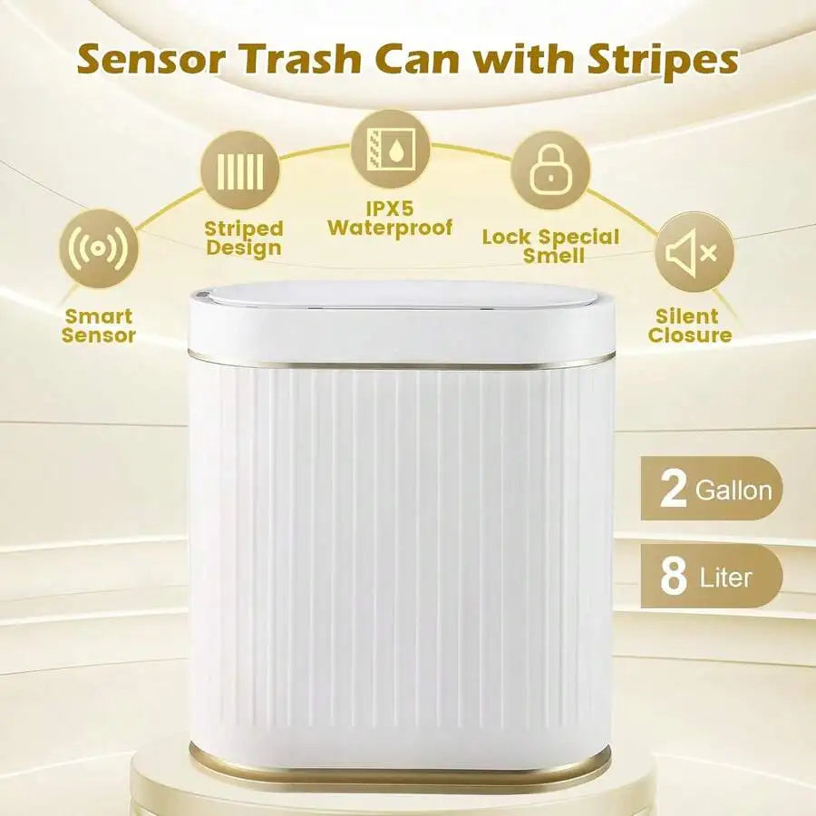 Smart Motion Sensor Trash Can With Lid Plastic Bin