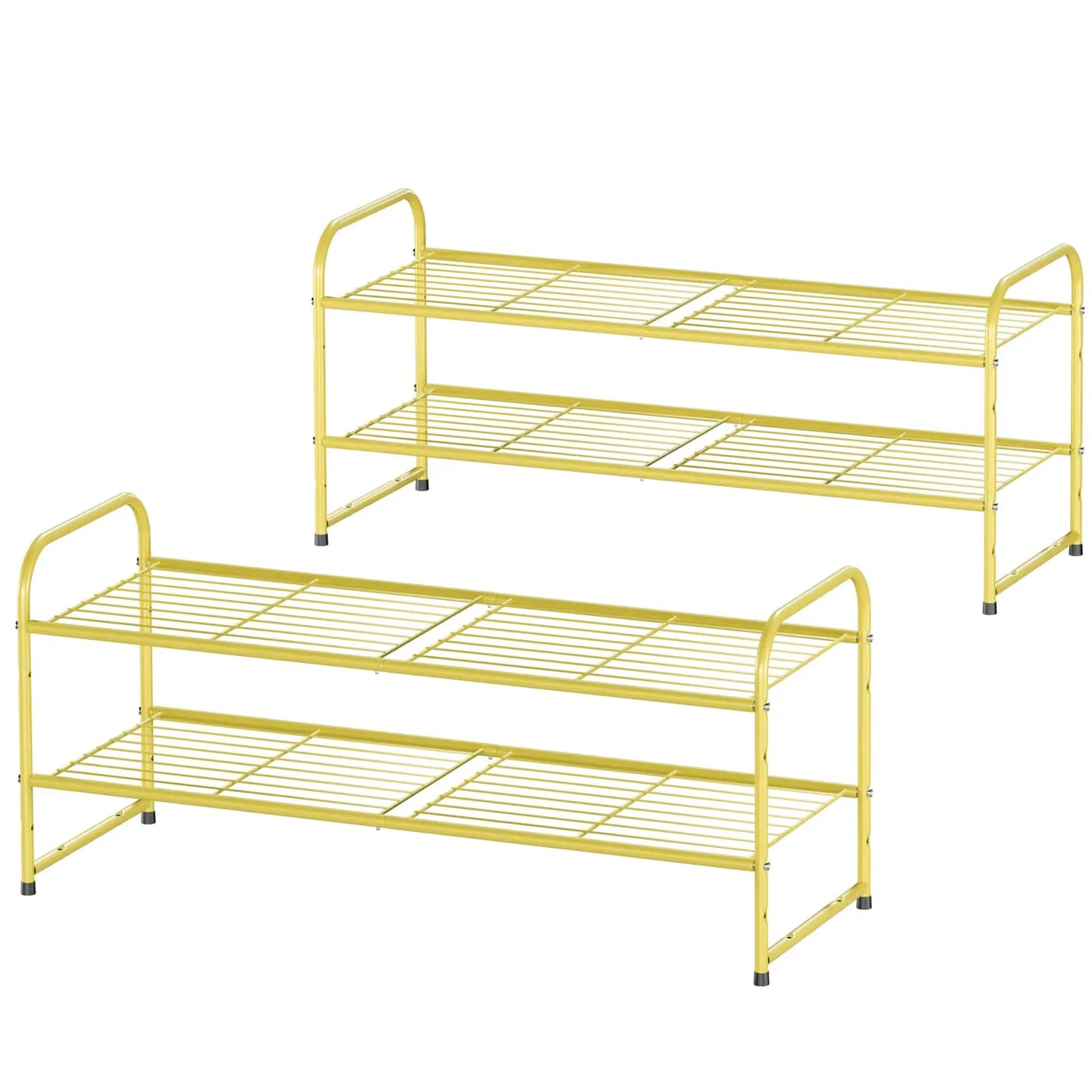 2 Pack Metal 2 Tier Stackable Wire Shoe Organizer Shelf