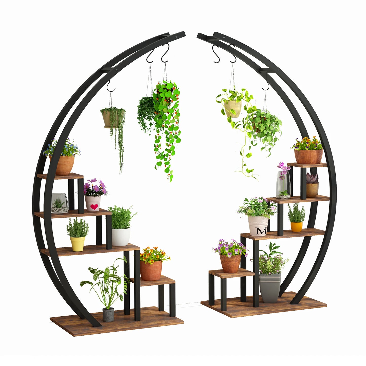 TWISTER.CK 5 Tier Metal Half Moon Plant Stand Indoor Balcony