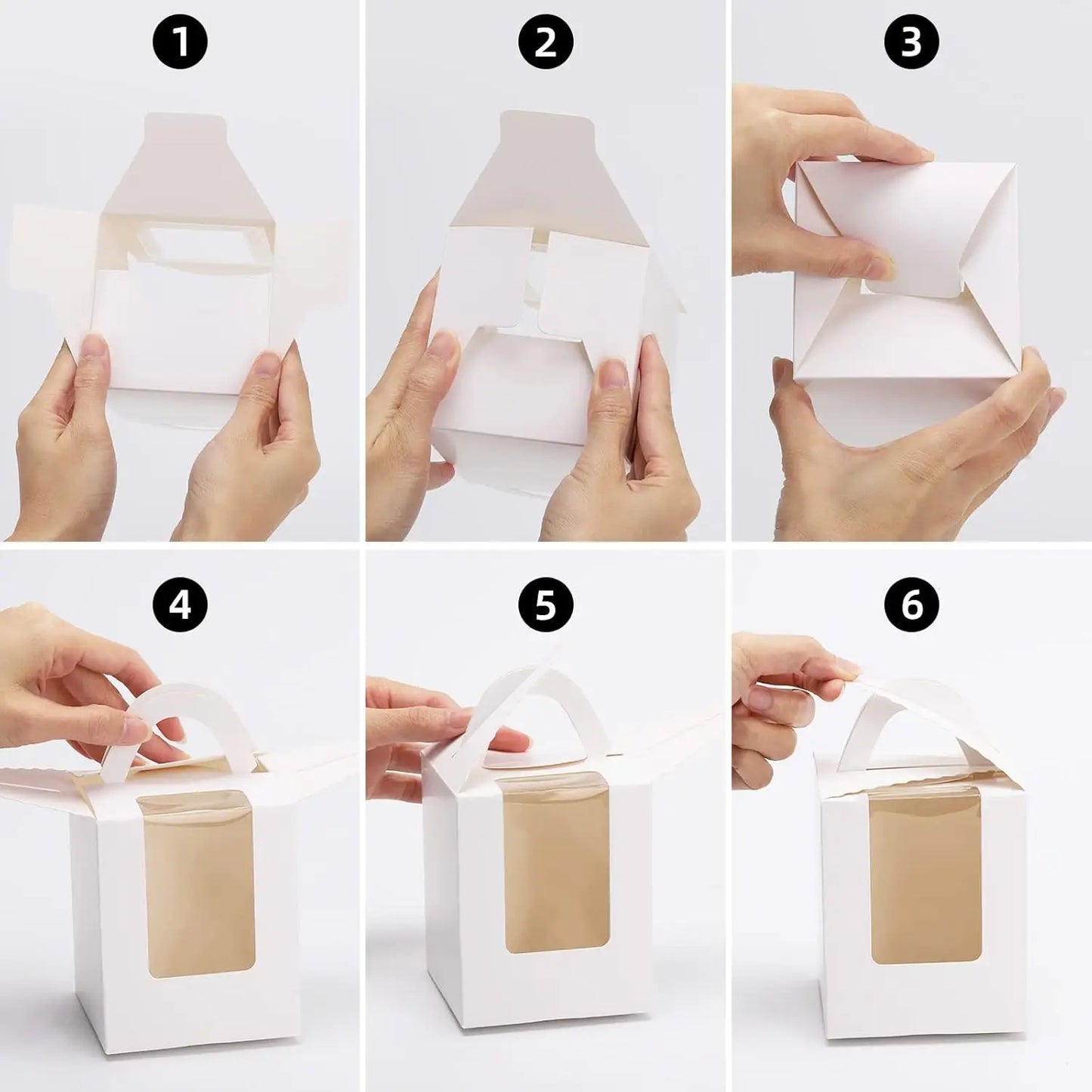 Kraft Paper Cupcake Boxes With Window And Handle Packaging