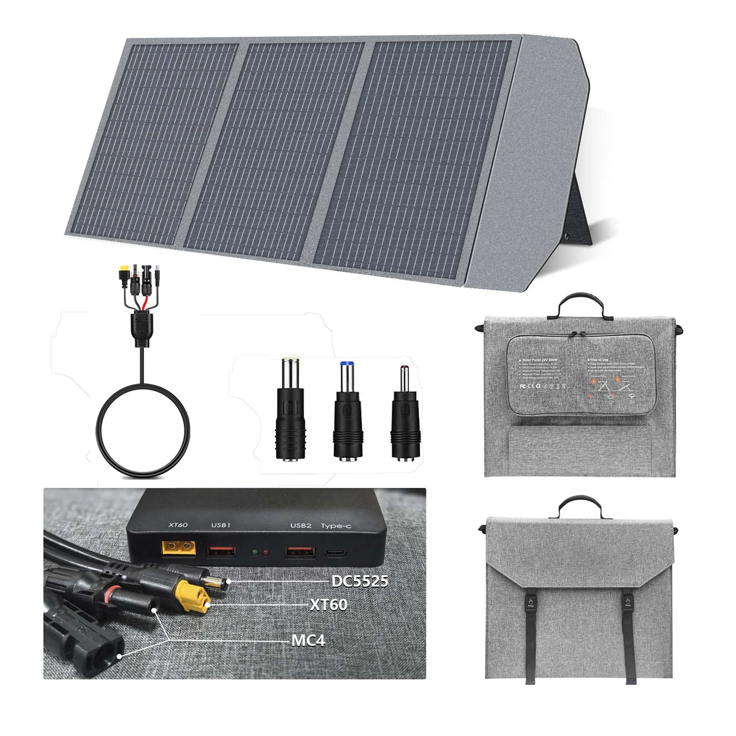 CTOLITY 200W Portable Solar Panel With QC3.0 Type C MPPT