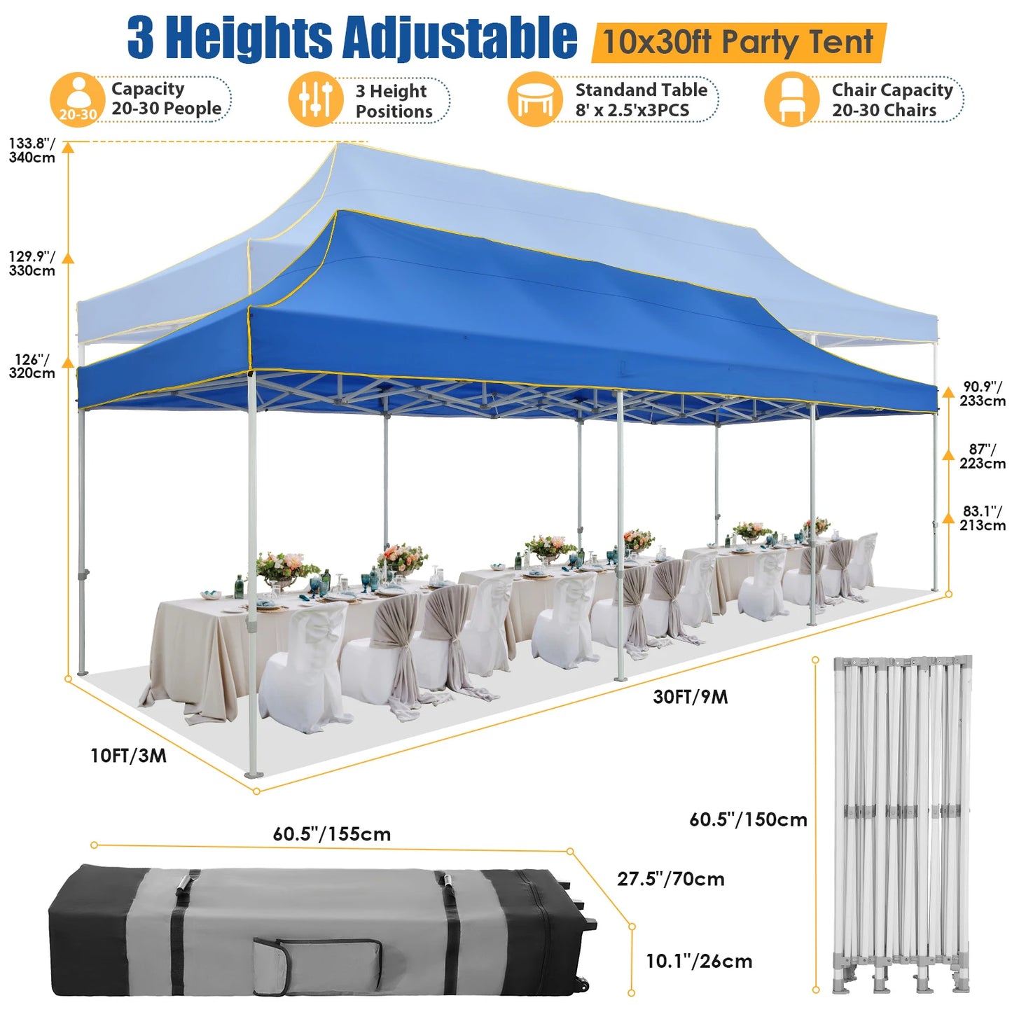 Cobizi Heavy Duty Pop Up Canopy Tent Gazebo Instant Setup Outdoor Events