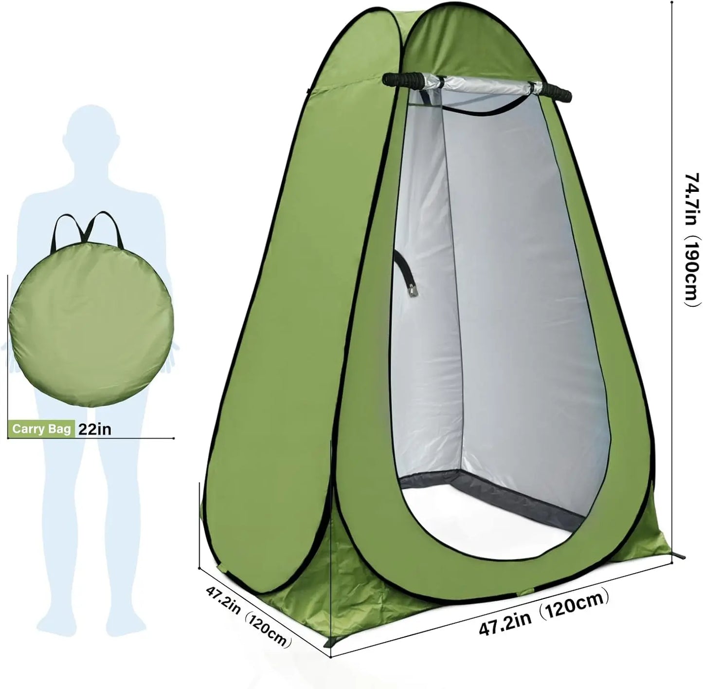 Pop Up Privacy Shower Tent For Two With Iron Frame