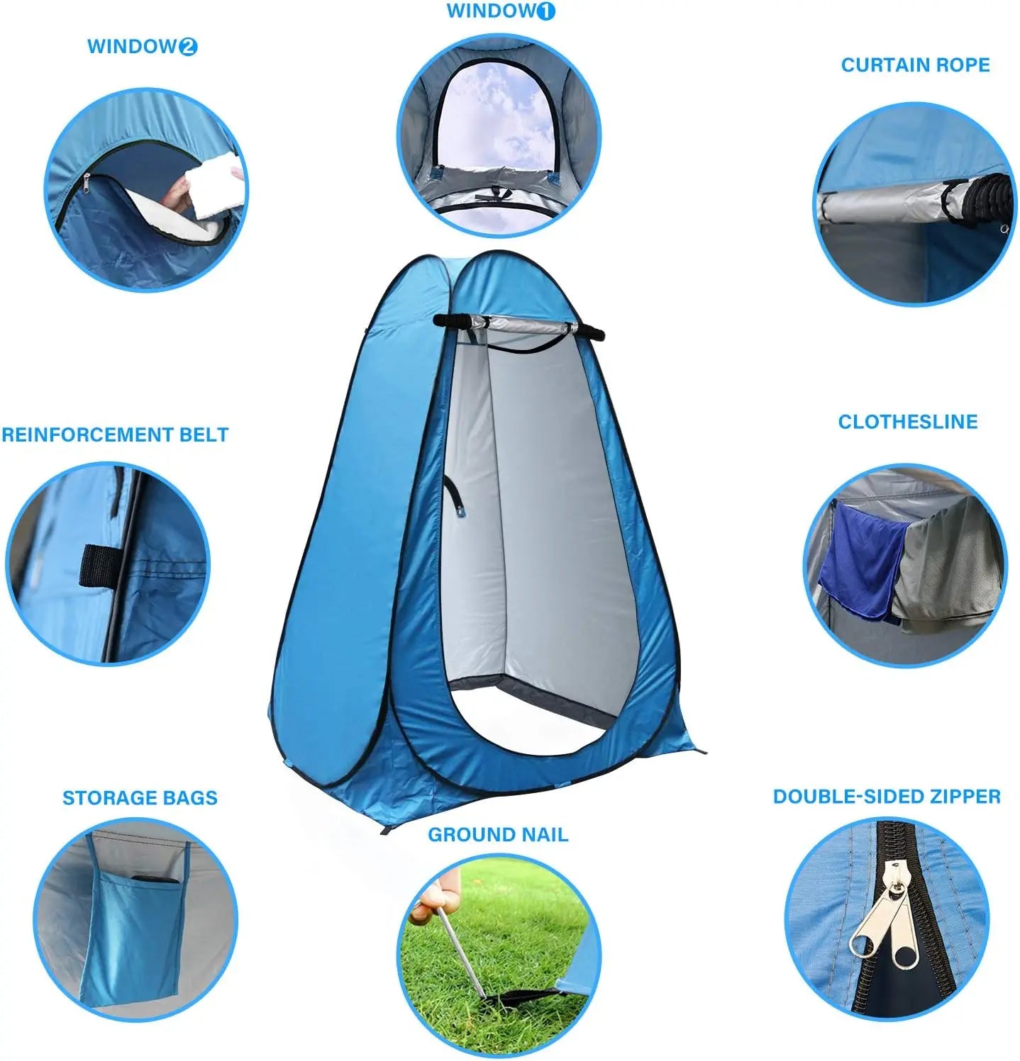 Pop Up Privacy Shower Tent For Two With Iron Frame