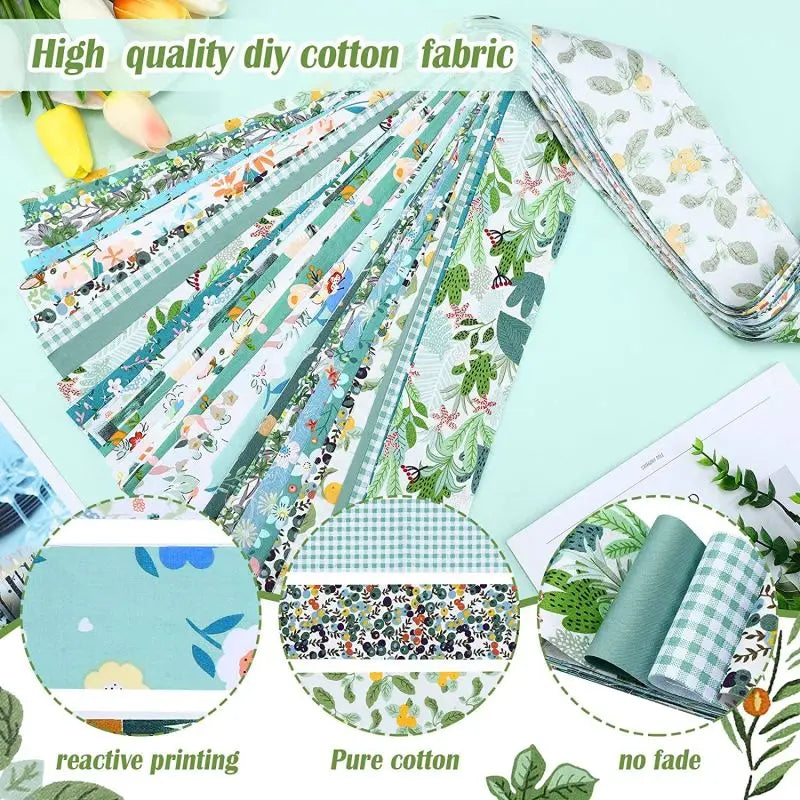NONECN 40Pcs DIY Cotton Craft Fabric With Printed Patterns