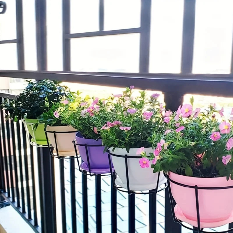 Round Metal Hanging Planters Set for Balcony Garden Indoor Decor