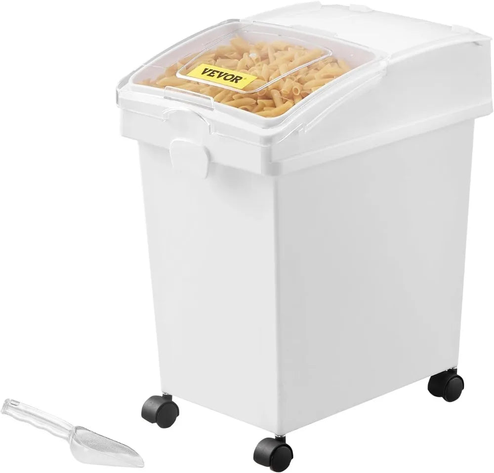 Ingredient Storage Bin With Wheels Sliding Lid Scoop 3-Piece Set