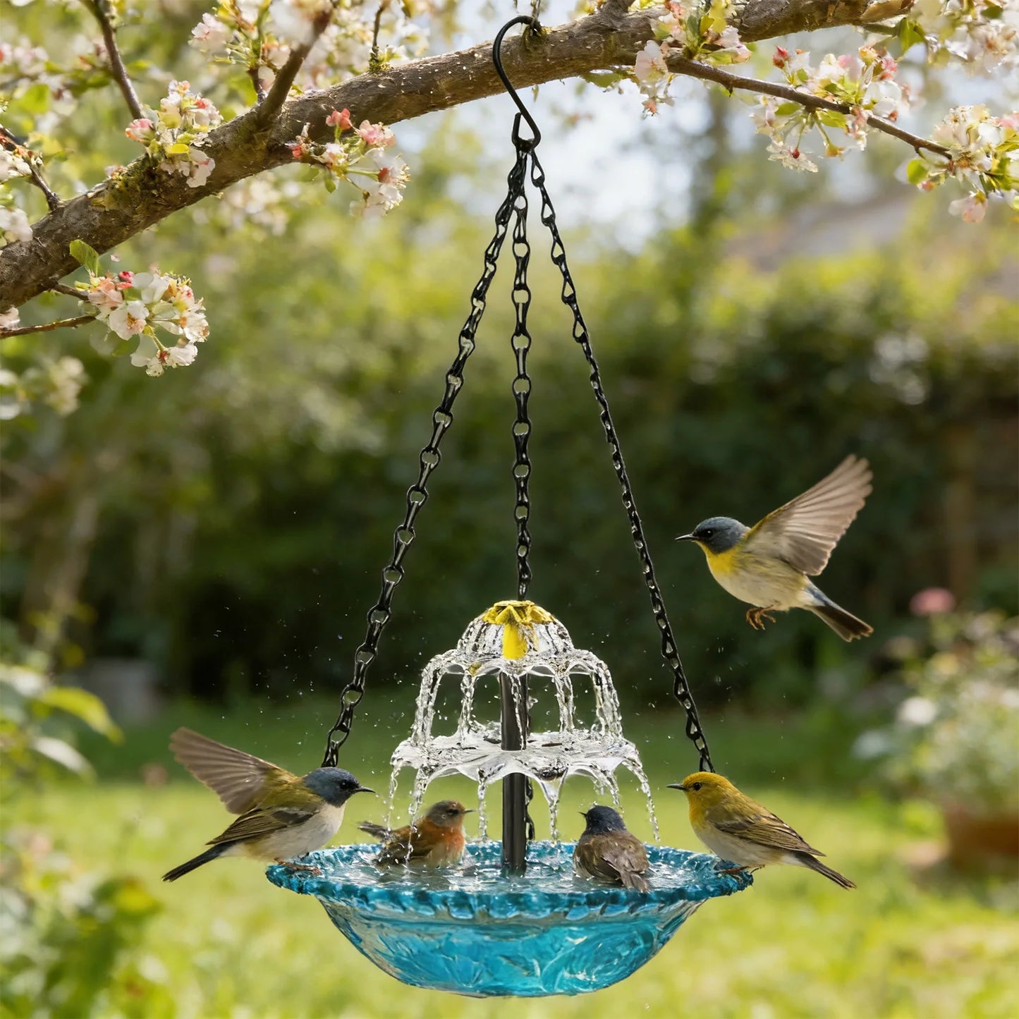 Hanging Solar Bird Bath Fountain With Solar Pump For Garden