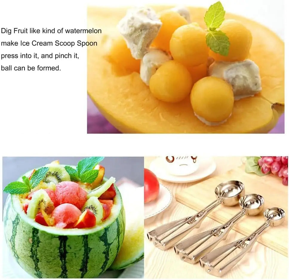 Stainless Steel 3 Piece Ice Cream Potato Scoop Set