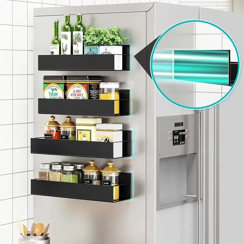 Stainless Steel Magnetic Refrigerator Spice Rack Organizer 4 Pack