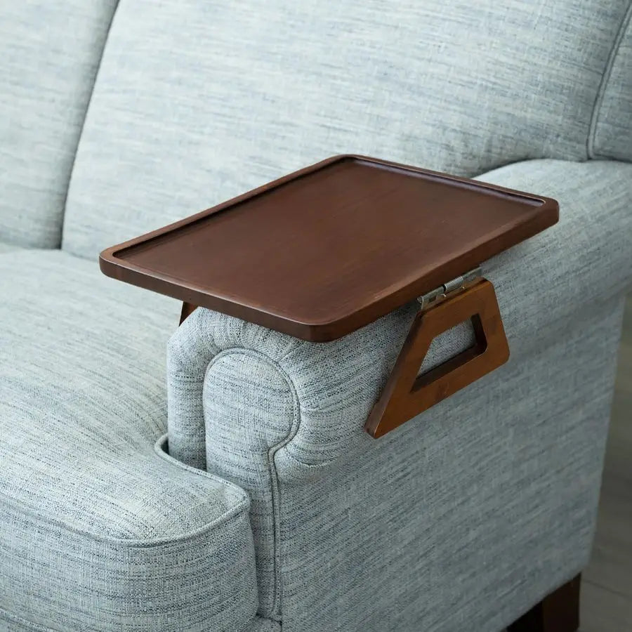 Bamboo Trayble Couch Arm Table, Clip On Tray Sofa Table for Couches. Sofa Arm Tray for TV Dinners, Remotes, Drinks, Snacks and S