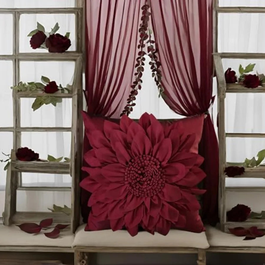 3D Sunflower Decorative Throw Pillow Covers for Bed Sofa Couch Car, Accent Floral Taffeta Cushion Cover, Handmade Pillow Cases