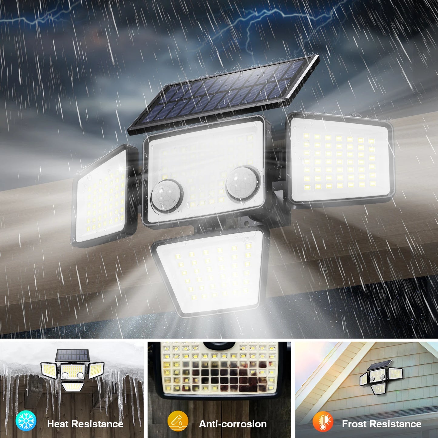 SZRSTH Outdoor Solar Lights 2 Pack IP65 Motion Sensor