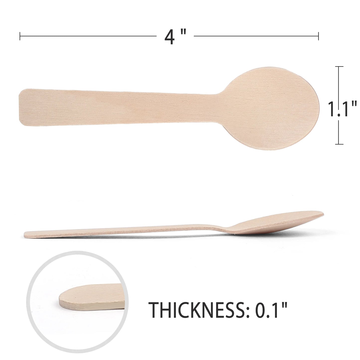 Disposable Wooden Spoons 100Pcs Mini Tasting Utensils for Parties
