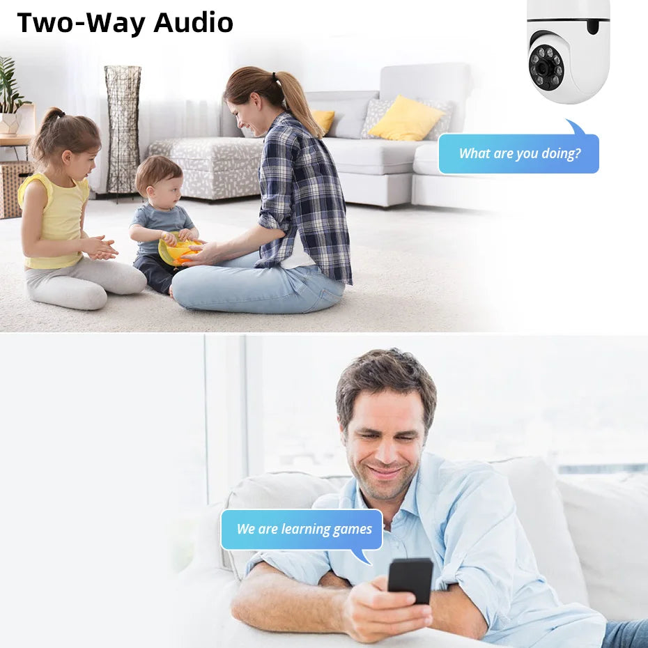 Fuers E27 Bulb Security Camera AI Tracking Two Way Audio