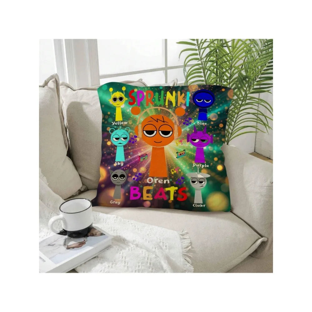 Sprunki Game Throw Pillow Cover for Couch Sofa Bedding Home Decorative Pillowcases for Bedroom, Living Room 18x18 in