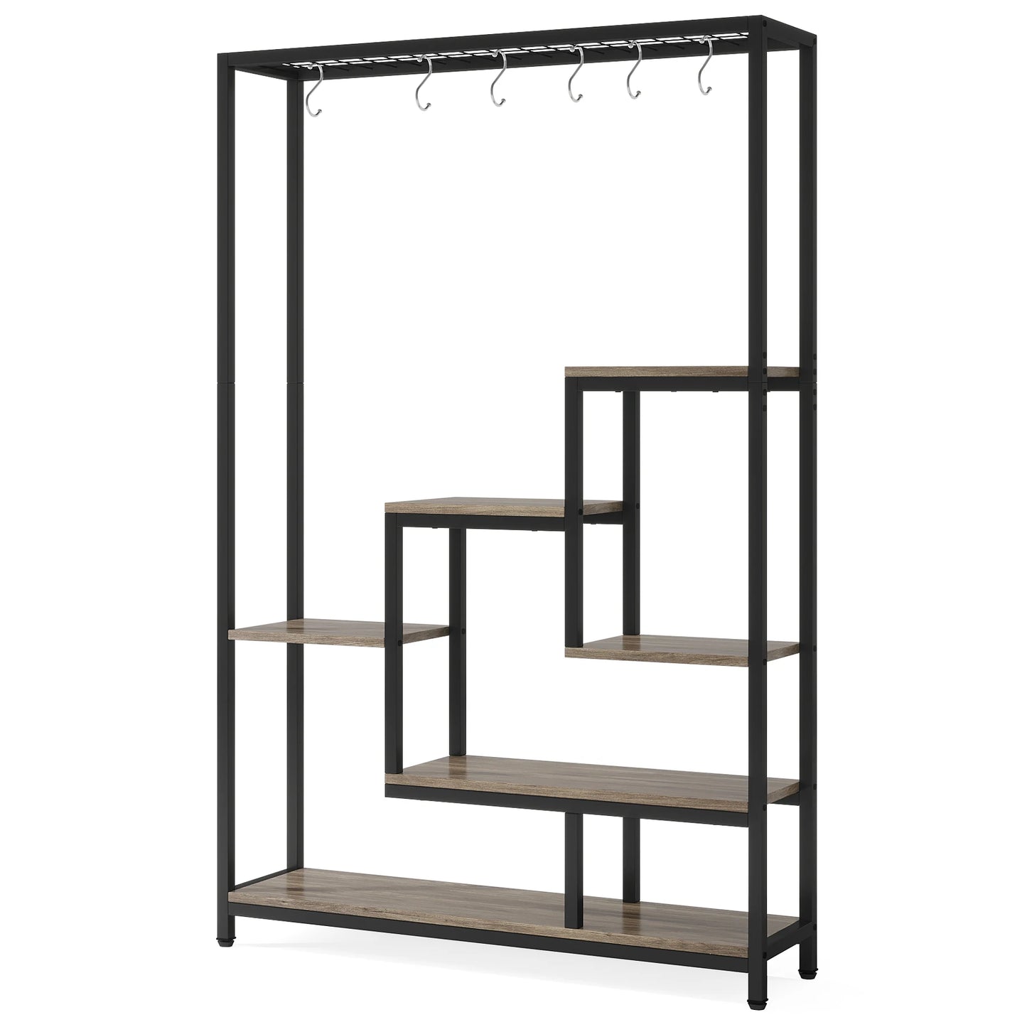 Tribesigns 5 Tier Indoor Plant Stand Metal Shelf With Hooks