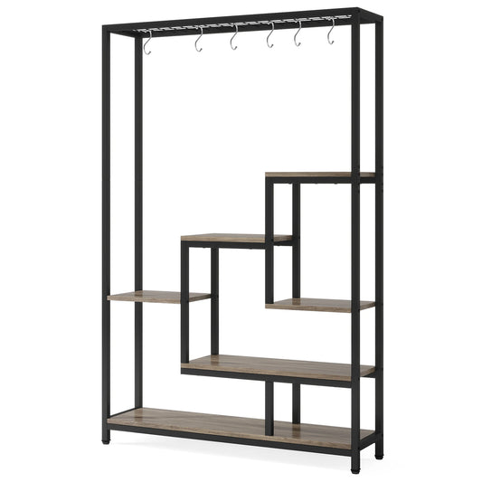 Tribesigns 5 Tier Indoor Plant Stand Metal Shelf With Hooks