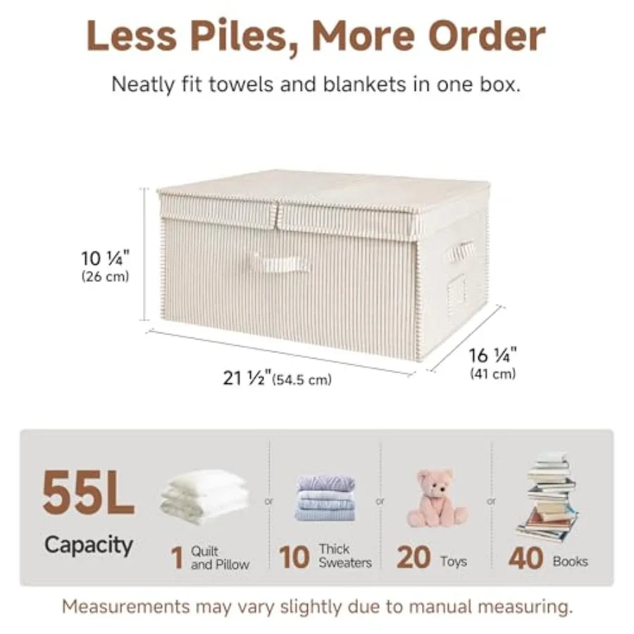Extra Storage Bins With Lids Fabric Boxes for Home Organization