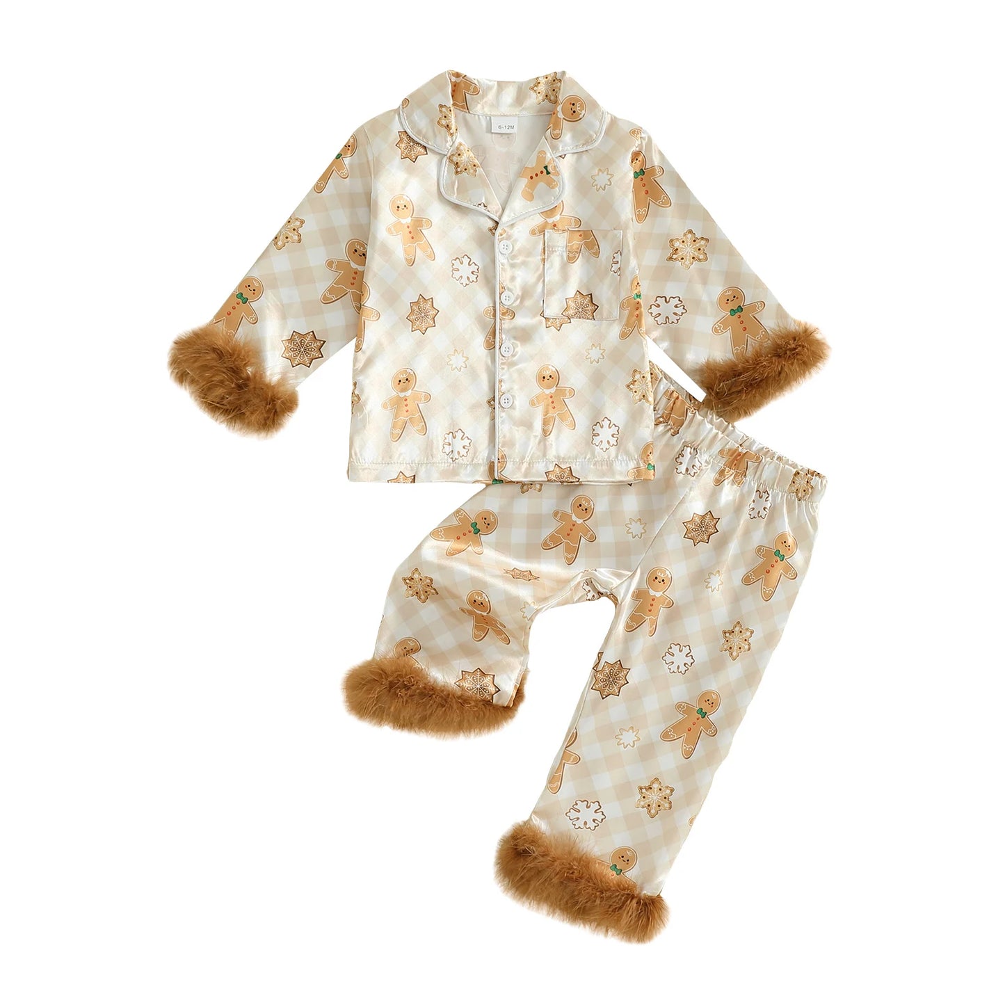 Kids Christmas Pajama Set 2 Piece Button Down Top And Pants