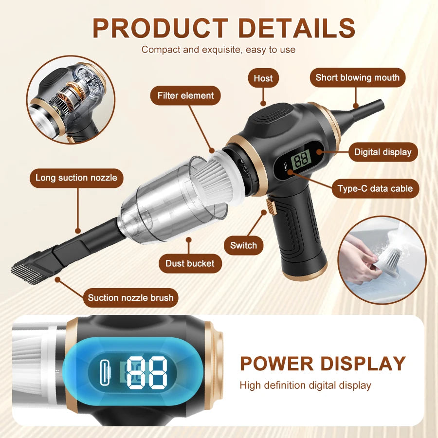 ABS Wireless Car Vacuum Cleaner High Power For Car And Home Cleaning