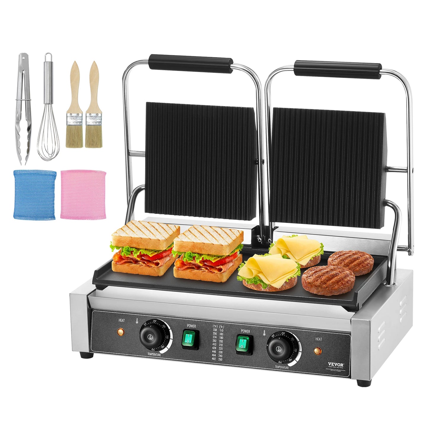 SucceBuy Panini Grill 3600W Electric Sandwich Maker With Temp Control