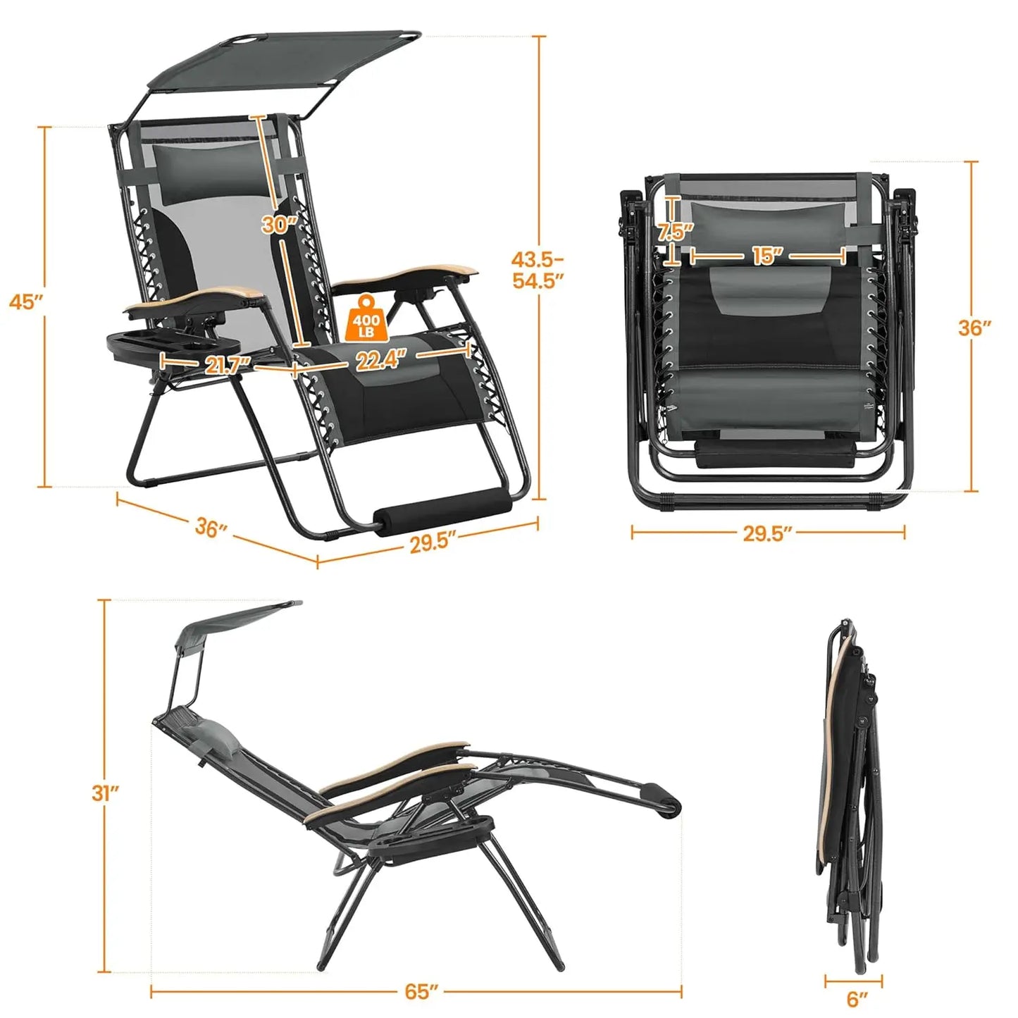 Zero Gravity Chair Adjustable Patio Recliner With Cup Holder And Padded Comfort