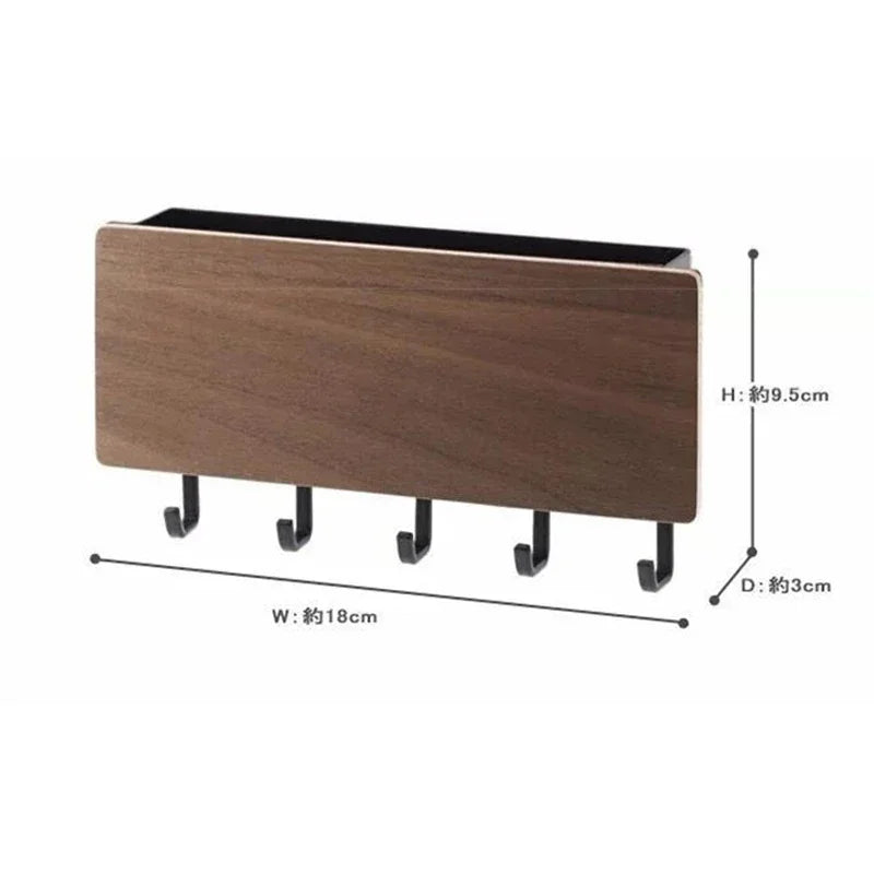 Wall Hanging Bamboo Key Organizer With 6 Hooks For Home