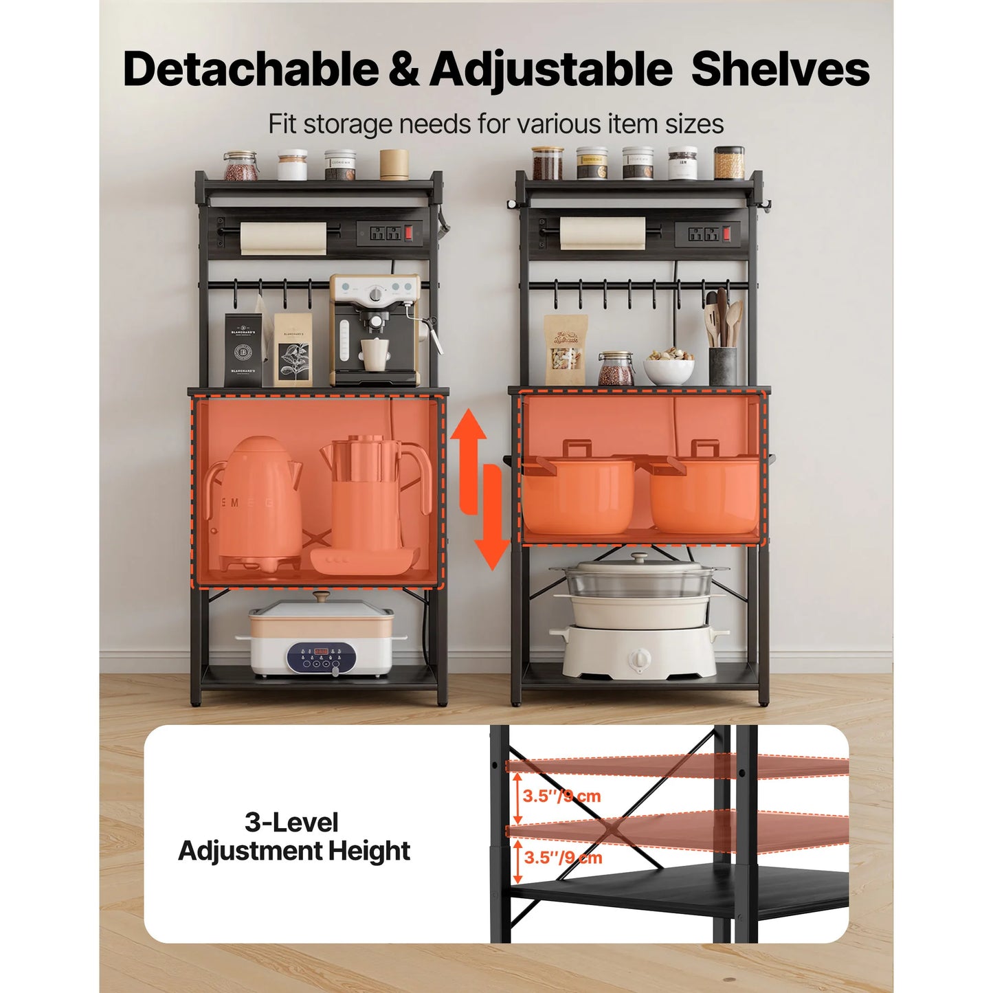 SucceBuy Power Bakers Rack With X Shaped Support And Hooks