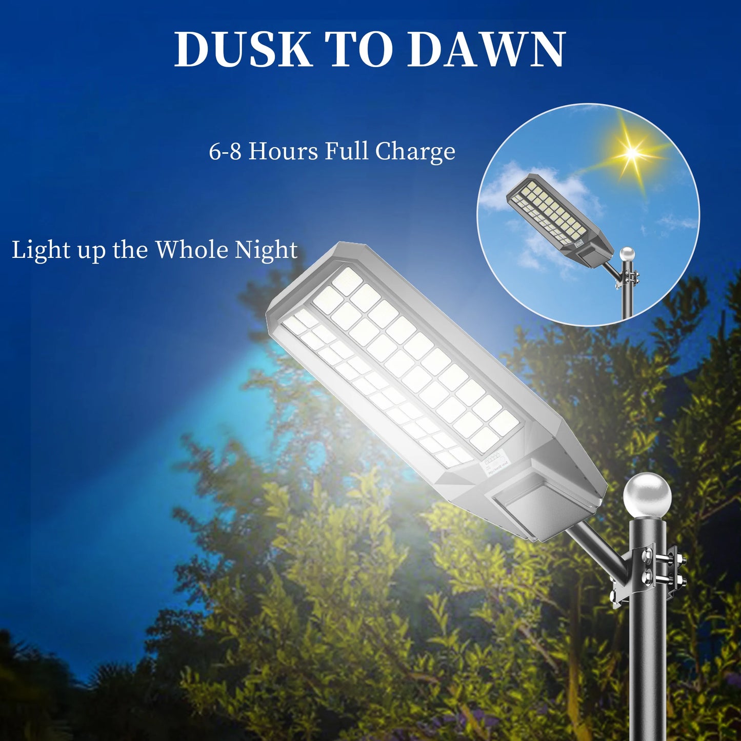 8000W Outdoor Solar Street Light With Motion Sensor IP65 Waterproof LED