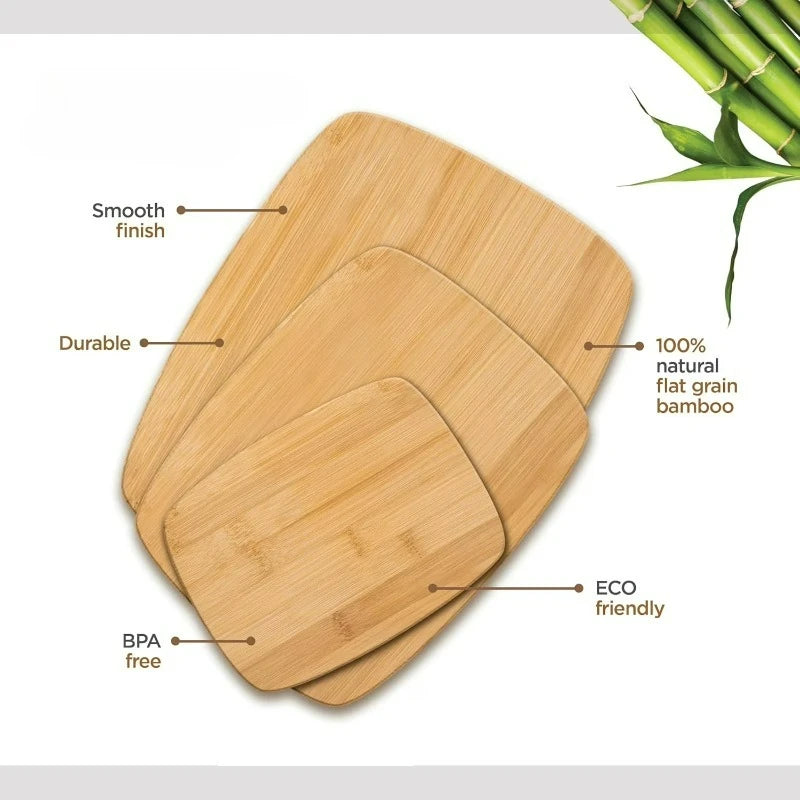 Reversible Bamboo Kitchen Cutting Board Set For Meal Prep