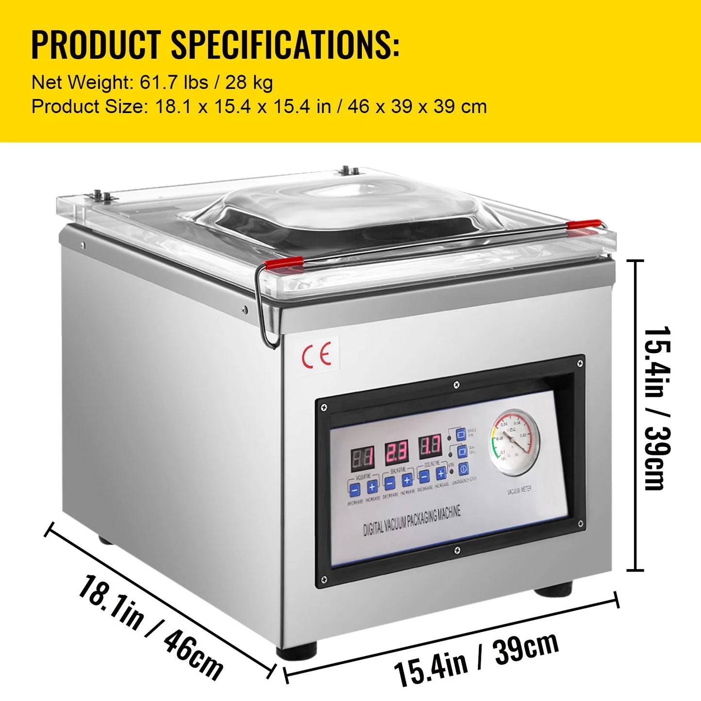 SucceBuy DZ-260C Chamber Vacuum Sealer Food Packaging 110V