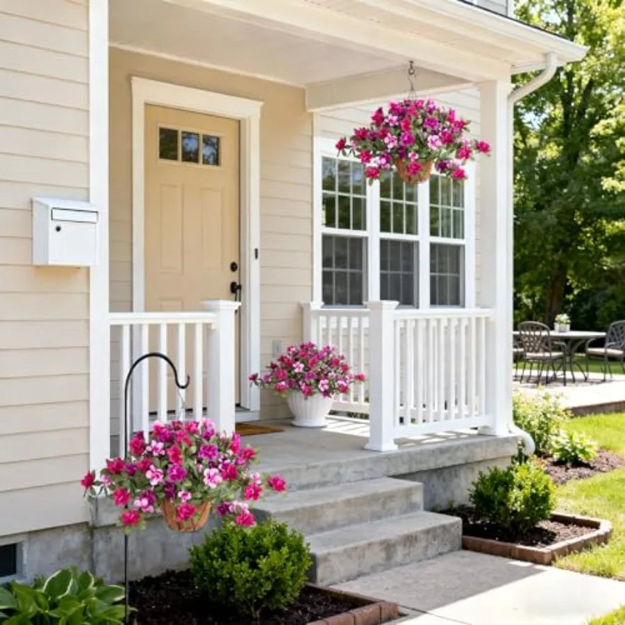 Artificial Hanging Flowers For Outdoor Baskets 3 Pack Silk Flowers