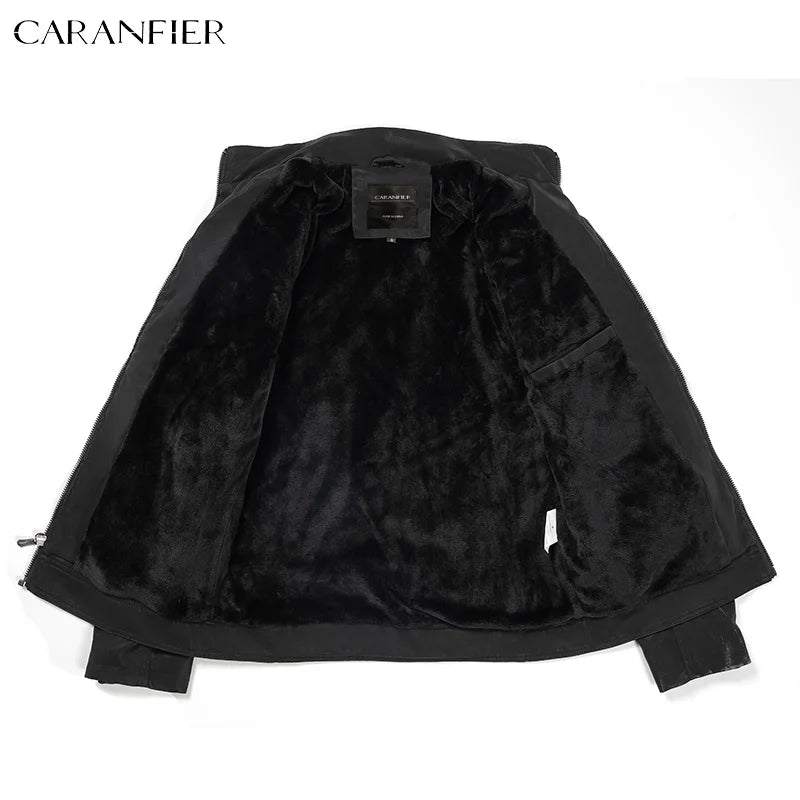 CARANFIER Mens Retro Faux Leather Motorcycle Biker Jacket